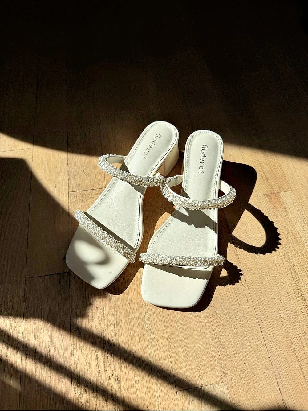 Rhinestone Bridal Strap Heels in White